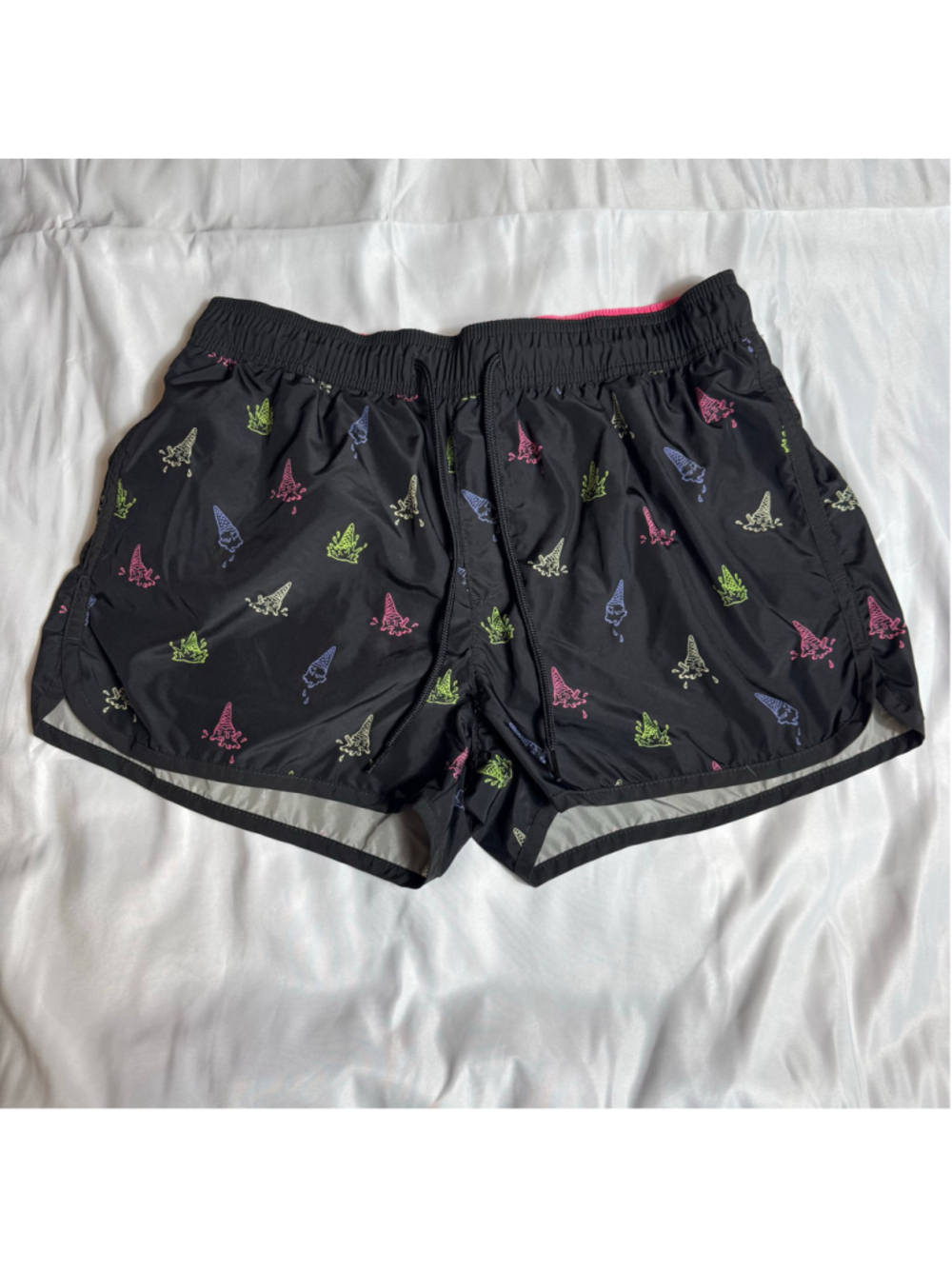 Men's Short-Short H&M Swim Trunks Size M Black Pink Ice Cream Print
